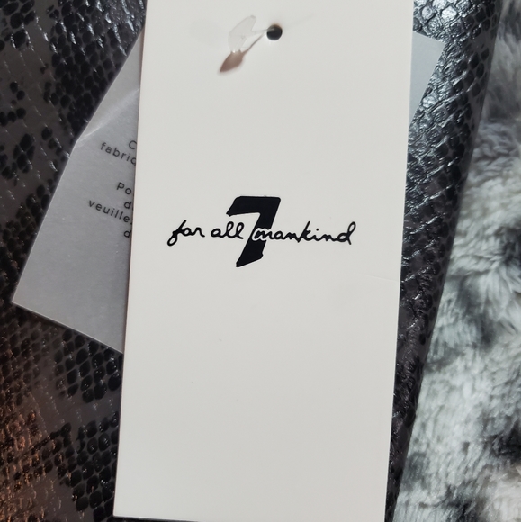 7 For All Mankind Black Grey Vegan Leather Snake Print High Rise Leggings Pants - Picture 7 of 11